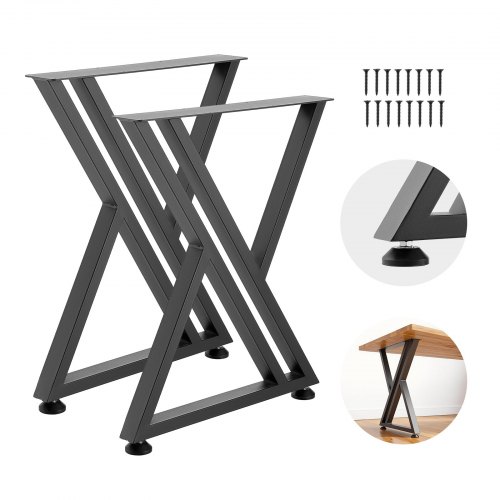 VEVOR Tischkufen 2er-Set 610x740 mm, X-Förmige Tischuntergestell 1000 kg, Tischbeine Kohlenstoffstahl, Möbelfüße, Tischgestell, Tischfüße für Schreibtische, Couchtische, Esstische, Schwarz