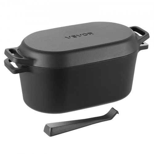 VEVOR Schmortopf aus emailliertem Gusseisen, 3,31 L Dutch Oven zum Backen von Sauerteigbrot, robuster Kochtopf mit Deckel & Griffen, geeignet bis 260 °C, Brottopf Eintöpfen zum Kochen und Braten