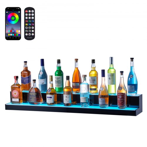 

VEVOR Barregal Weinregal LED Beleuchtung Wandmontage 2-stufig 121cm Display