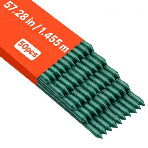 

VEVOR Rankhilfe, 50er-Pack, Pflanzstab ⌀11x1455 mm, kunststoffbeschichtete Metall-Tomatenstäbe, Pflanzenstütze mit spitzem Ende & rutschfesten Noppen für den Anbau von Kletterpflanzen & Gemüse