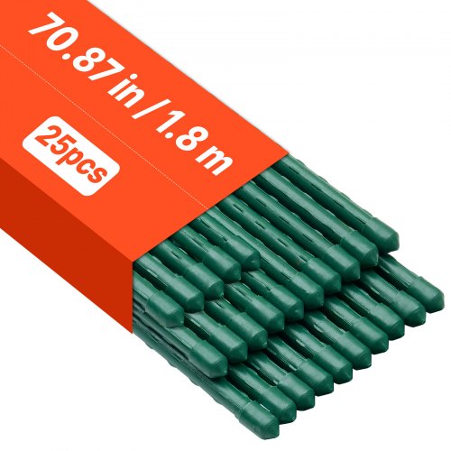 

VEVOR Rankhilfe, 25er-Pack, Pflanzstab ⌀11x1800 mm, kunststoffbeschichtete Metall-Tomatenstäbe, Pflanzenstütze mit spitzem Ende & rutschfesten Noppen für den Anbau von Kletterpflanzen & Gemüse