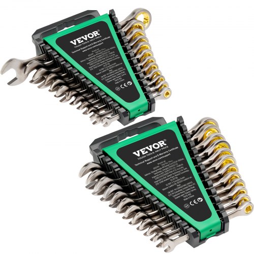 VEVOR Schlüsselsatz 24-teiliger Ratschenschlüsselsatz mit Organizer-Rack, Cr-V-Stahl-Schlüsselsatz SAE 1/4 Zoll bis 7/8 Zoll, metrisch 8 mm bis 19 mm, ideal für Haushalt Autoreparaturen Werkstatt