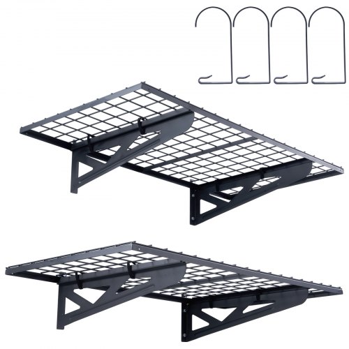 

VEVOR 2er-Set Garagenregal 1220 x 620 x 209 mm Werkzeugaufbewahrung 114 kg pro Schicht Werkzeughalter Wand 122 x 61 cm Regalfläche Aufbewahrungsregale Metallregal Werkzeug Organizer Wandregale