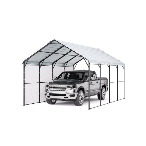 VEVOR Tentgarage, 3,6x6x3,15 m Garagetent, Carport met gegalvaniseerd stalen frame en dak, Autotent met verwijderbare zijwanden, Autoschuur, Multifunctionele overkapping voor pick-ups, boten, auto's en tractoren