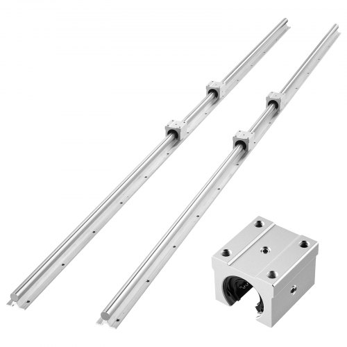 VEVOR Linearführungen SBR20, 2er-Pack 2000 mm Linearschienen & 4 Stk. Gleitblöcke, vollumfänglich gelagerte Welle, Führungsschienen für Schneid-, Schleif-, Fräs- & Bohrmaschinen