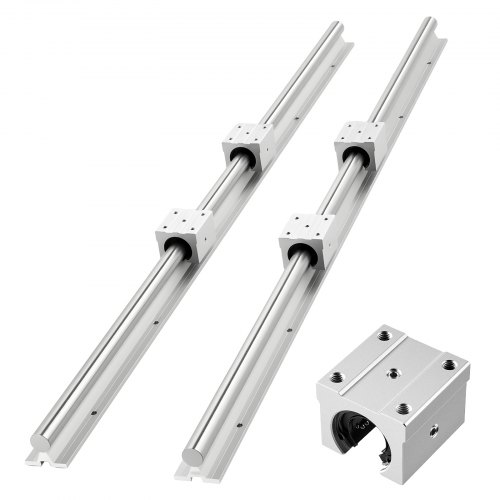 VEVOR Linearführungen SBR25, 2er-Pack 1200 mm Linearschienen & 4 Stk. Gleitlblöcke, vollumfänglich gelagerte Welle, Führungsschiene für Schneid-, Schleif-, Fräs- & Bohrmaschinen usw.