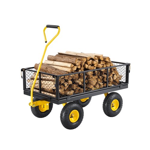 

VEVOR Bollerwagen 965x560x535 mm, Gartenwagen, Transportwagen auf Rädern, Gerätewagen mit Reifen und abnehmbaren Seitenteilen aus Netzgewebe (umbaubar in Pritsche) und um 180° drehbarem Griff