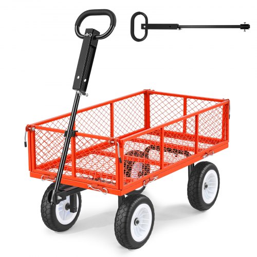

VEVOR Bollerwagen 408,2 kg Tragkraft, Gartenwagen mit PU-Reifen, Handwagen mit Verstellbarem Griff, Abnehmbaren Seitenwänden, Transportwagen zur Befestigung an ATV oder Traktor, Rot