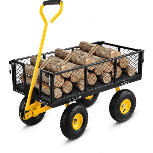 

VEVOR Gartenwage 408kg Belastbar Gerätewagen Gartenwagen Stahlrahmen Handwagen 82cm Griff Gartenkarre 2m Seil Geeignet für Rasenflächen Höfe