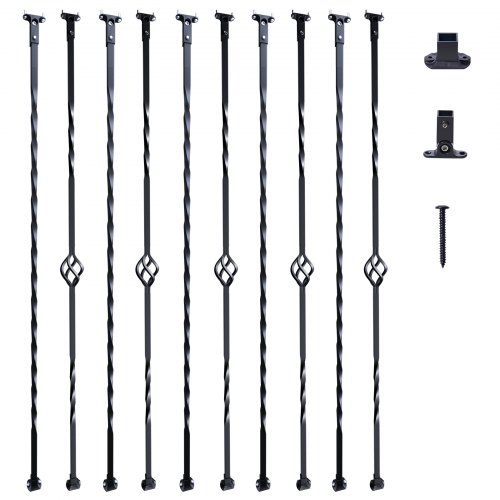 

VEVOR Geländerstab Torstab Zierstab Zaunstab Verzinkter Stahl 56 x 56 x 1122 mm Balusters Treppenstab Treppensprossen Mattschwarz Ideal für Treppen und Handläufe im Innenbereich