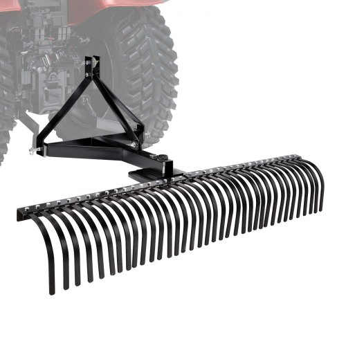 VEVOR Vertikutierer, 1830 mm Arbeitsbreite, Rasentraktor Rechen mit 36 robusten Stahlzinken, Traktor-kompatibler Dreipunkt-Gartenrechen, Rasenlüfter ideal für Bodenbearbeitung & Rasenpflege