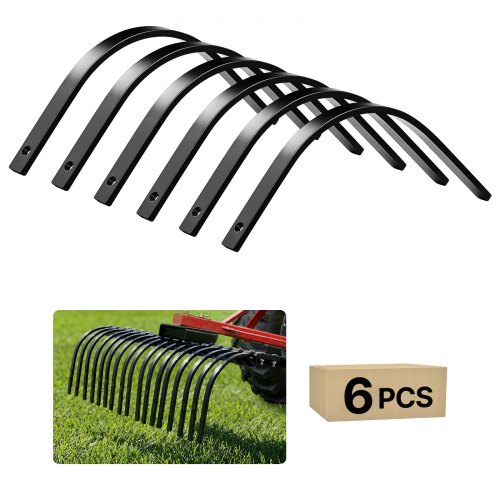 VEVOR Ersatzzinken für Rasentraktor Heuharke, 6er-Pack, Bolzenbefestigung, Steinrechenzinken, ein 11 mm Bolzenloch, hochfester & wärmebehandelter Stahl, Harkenzinken, Ersatzteile für Heurechen