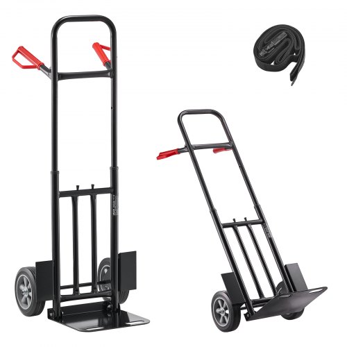 VEVOR Sackkarre, 272 kg Tragkraft, Transportkarre 480x460x1200mm, tragbarer Rollwagen mit Zurrgurt, Transportroller, Stapelkarre, Transportwagen für Hause, Büro, Lager, Supermarkt