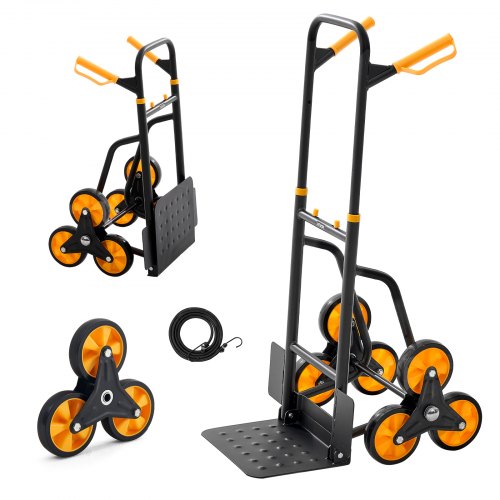 

VEVOR Treppensackkarre klappbar, Sackkarre 200 kg Tragkraft, Treppensteiger mit 6 Rädern & 2 Spanngurten, Transportkarre, Treppenkarre, Stapelkarre, ideal für Haushalt, Einkauf & Lager