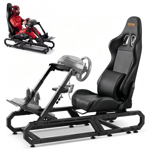 VEVOR Rennlenkradständer für Logitech G923/G920/G29, robustes Fahrsimulator-Cockpit aus Stahl - Thrustmaster T248P, Lenkradhalterung höhenverstellbar und Fußpedalwinkel einstellbar, max. Tragkraft 330 lbs, kompakt