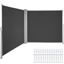 VEVOR Terrassen Windschutz 180 x 600 cm schwarz Rollo Seitenmarkise ausziehbar für den privaten oder gewerblichen Gebrauch