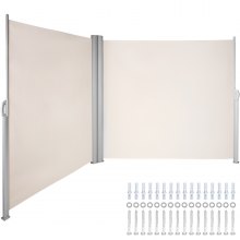VEVOR Terrassen Windschutz 180 x 600 cm Cremeweiß Rollo Seitenmarkise ausziehbar für den privaten oder gewerblichen Gebrauch