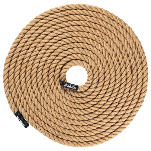 VEVOR Kletterseil Fitness-Trainingsseil Fitnessstudio, 15,24 m Länge, 25,4 mm Durchmesser, Trainingsseil, Mehrzweckseil aus Jute, 227 kg, Kletterübungen, Krafttraining für Bergsteigen, Camping