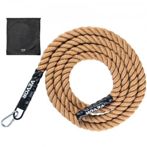

VEVOR Kletterseil Fitness-Trainingsseil Fitnessstudio, 4,58 m Länge, 38,1 mm Durchmesser, Trainingsseil, Mehrzweckseil aus Jute, 227 kg, Kletterübung, Krafttraining für Bergsteigen, Klettern