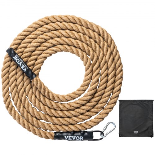 

VEVOR Kletterseil Fitness-Trainingsseil Fitnessstudio, 7,6 m Länge, 38 mm Durchmesser, Trainingsseil Mehrzweckseil aus Jute, Kletterübungen, Krafttraining für Bergsteigen, Klettern, Camping