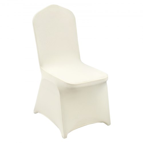 VEVOR Stuhlhussen für Klappstühle aus Elastischem Spandex, Universell Passender Stuhlbezug, Abnehmbare & Waschbare Schonbezüge, für Hochzeiten, Partys, Feiern, Essen (100 Stück, Elfenbeinbeige)