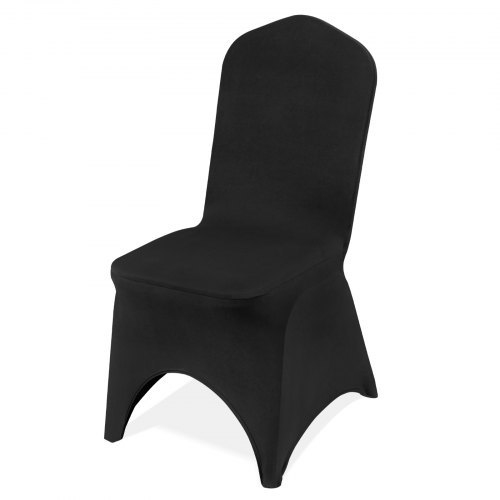VEVOR Stuhlhussen aus Elastischem Spandex für Klappstühle, Universell Passender, Gewölbter Vorderbezug, Abnehmbare &Waschbare Schonbezüge, für Hochzeit, Urlaub, Party, Feier, (50 Stück, Schwarz)
