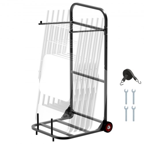 VEVOR Stuhlkarre, Klappbarer Stuhlständer, 45 kg Tragkraft, robuster Stuhlwagen zum Aufhängen von 10 Stühlen, Stuhlaufbewahrungswagen aus Metall mit Gummirädern, Stuhlhalter zum Schieben, Mattschwarz