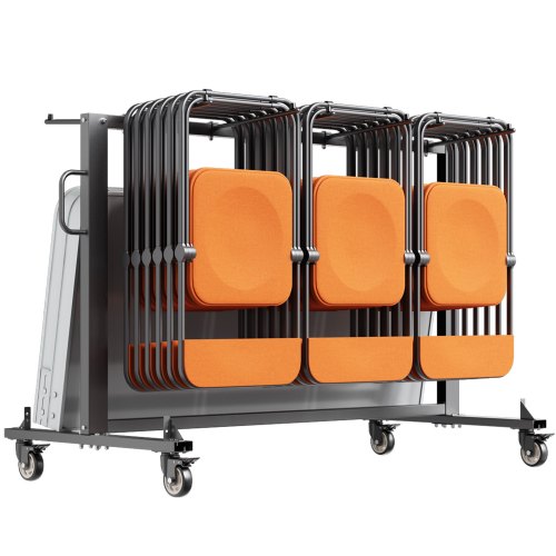 VEVOR Klappbarer Stuhlständer, 181 kg Tragkraft, Klappstuhlwagen für 42 Stühle oder 12 Tische, multifunktionaler Stuhlwagen mit Gummirädern und -haltern, großer Stuhlhalter, mattschwarz