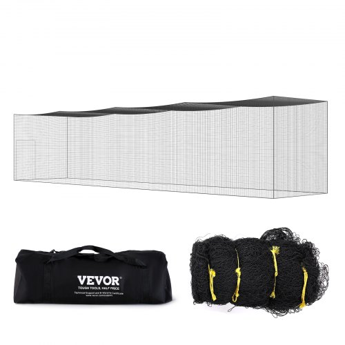 VEVOR Baseball-Schlagkäfig-Netz mit Rahmen und Netz für Zuhause oder Hinterhof 55 Fuß, Baseballkäfig-Netz zum Schlagen und Aufstellen, Baseballnetz, Schlagkäfig, für Kinder oder Erwachsene Schwarz