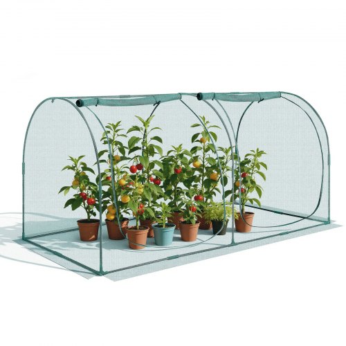 VEVOR Pflanzenschutzzelt, 2489x1200x1200 mm Pflanzenschutznetz, Tür mit Reißverschluss, windbeständig, Pflanzenkäfig Gewächshaus für erhöhte Beete im Freien, Garten, Terrasse