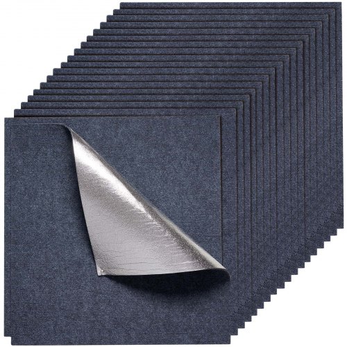 VEVOR Teppichfliesen 609,6 x 609,6 x 5 mm, 15er-Pack, selbstklebender Teppichboden mit Fläche von 5,5 m², Teppich Bodenbelag, einfacher DIY-Austausch für Wohnzimmer und Büro, Grau