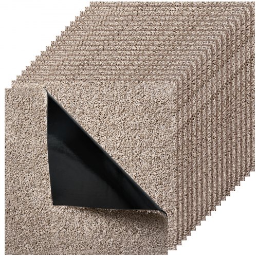 

VEVOR Teppichfliesen 457,2 x 457,2 x 12 mm, 10er-Pack, selbstklebender Teppichboden mit Fläche von 2 m², Teppich Bodenbelag, einfacher DIY-Austausch für Wohnzimmer und Büro, Hellbraun