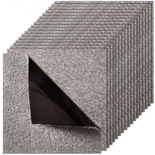 VEVOR Teppichfliesen 457,2 x 457,2 x 12 mm, 10er-Pack, selbstklebender Teppichboden mit Fläche von 2 m², Teppich Bodenbelag, einfacher DIY-Austausch für Wohnzimmer und Büro, Dunkelbraun