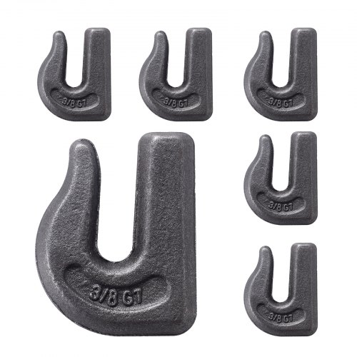 

VEVOR Traktor-Eimerhaken 7,93mm, 3/8 Zoll, robuster Anschweißhaken, G70-geschmiedeter Stahl, 6er-Set, Greifhaken, kompatibler schweißbarer Abschlepphaken, für Kran, Kettenzug, Gabelstapler, 6803,88kg
