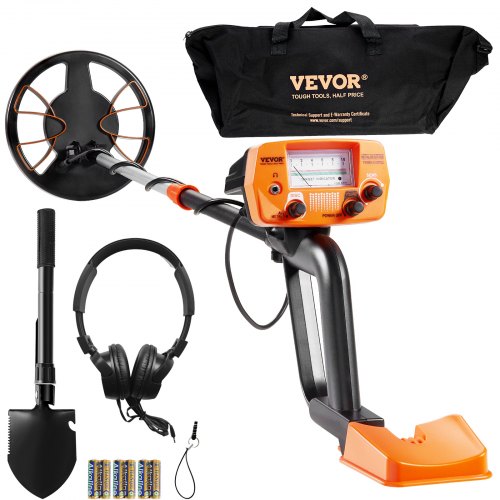 VEVOR Metalldetektor Kit für Erwachsene Multifunktionaler Profi-Detektor mit 2 Modi Metallsuchgerät wasserdichte 20,3cm Spule für Größere Tiefe, mit Schaufel und Tragetasche