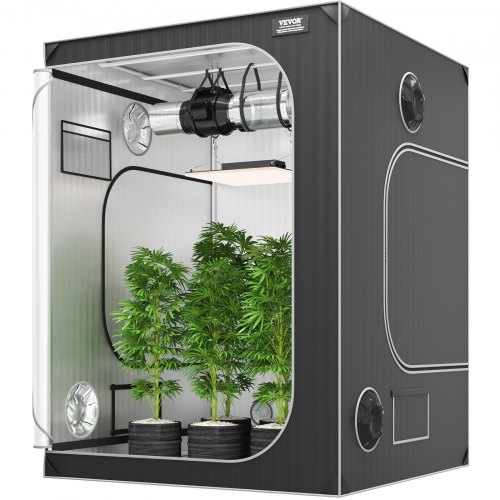 VEVOR Growbox 152x152x203cm kweektent 2000D Oxford-stof en stalen frame kweektent 60kg plantenkweek 178x130cm deurmaat kweektent plantentent kweekruimte kweekkast kas