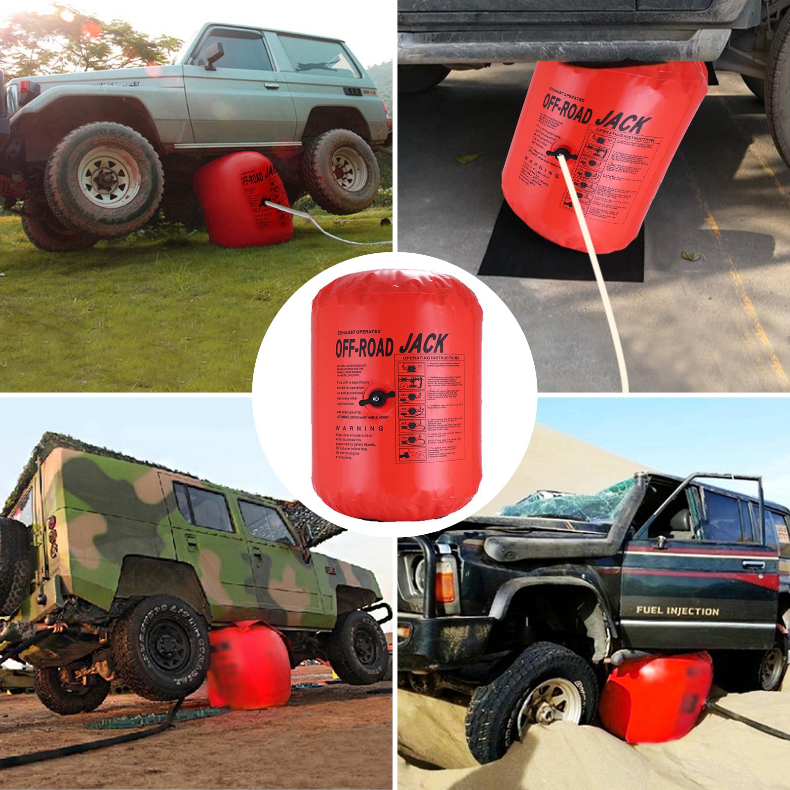 4T Ballonwagenheber 1000 Denier Nylon Auspuffwagenheber 6 m Aufblasbarer Wagenheber tragbar, Maximale Hubhöhe 800 mm Luftkissenheber 8800LBS Air