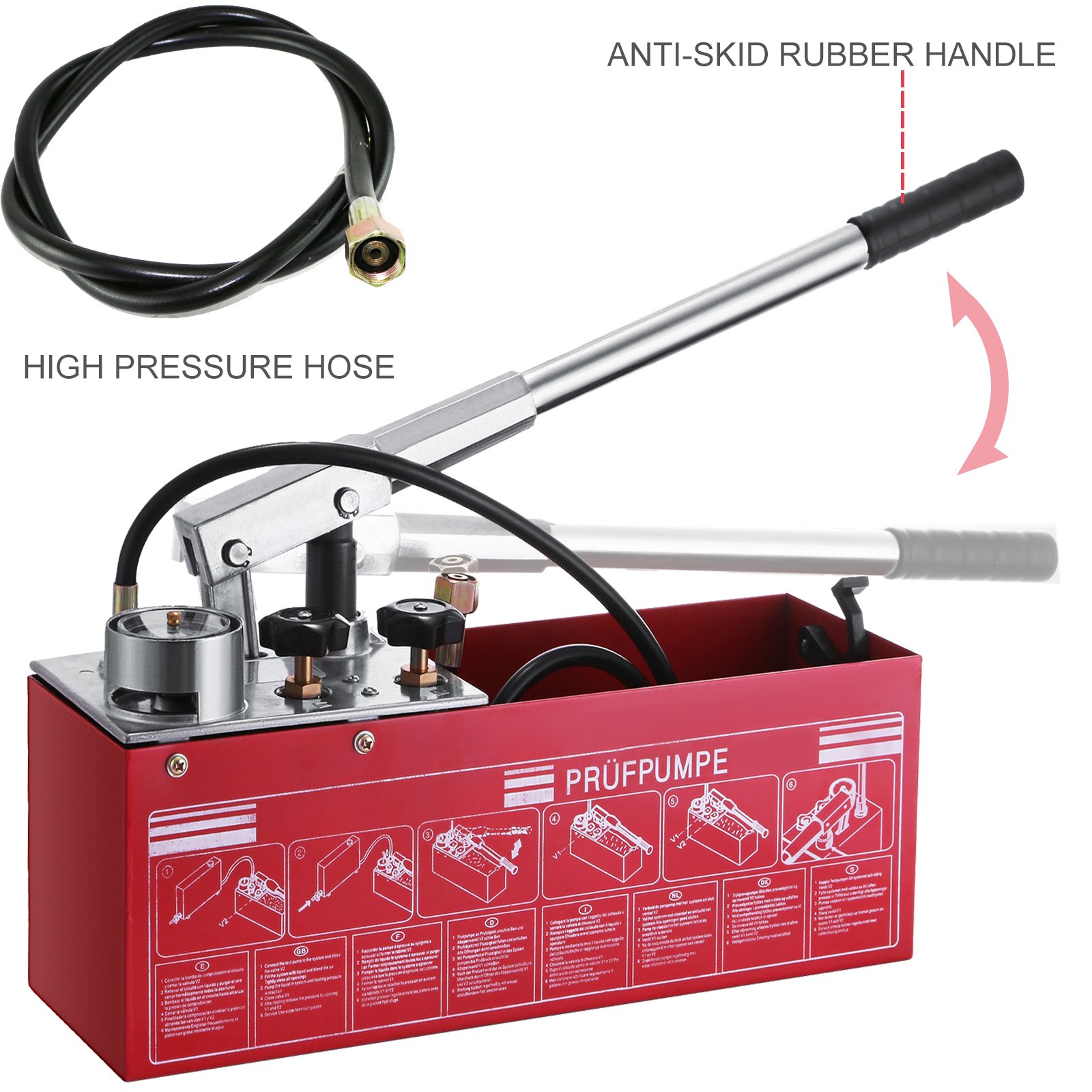 Druckprüfpumpe 25 Bar - Solar Und Heizungs Prüfpumpe Mit 5L Tank