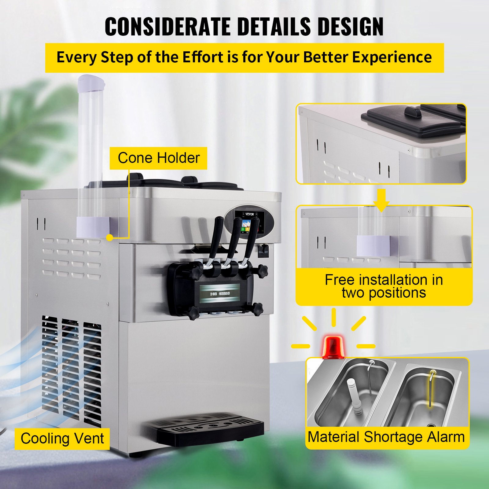 kommerzielle Softeismaschine YKF826T mit 2+1 Geschmack 2200W VEVOR DE