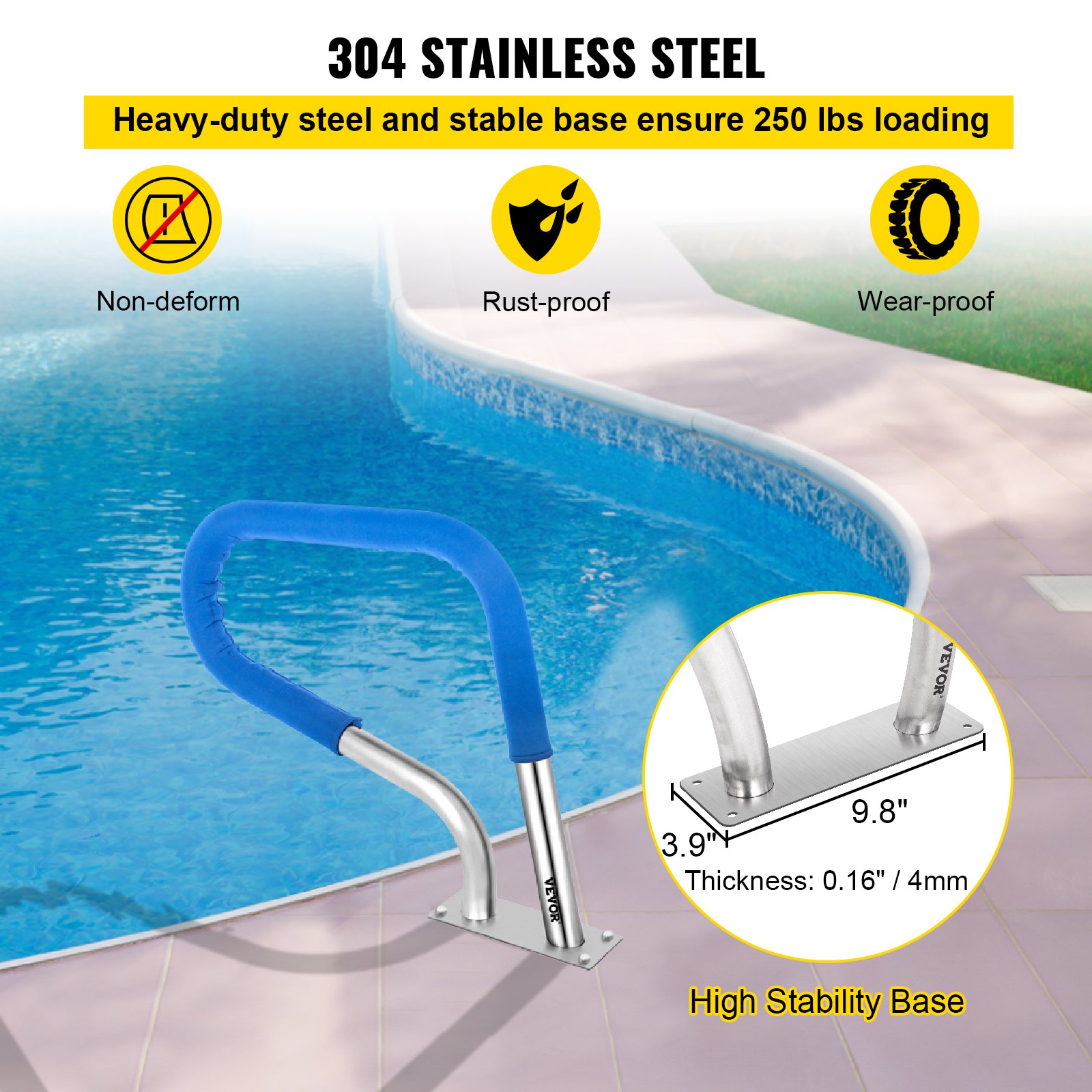 Schwimmbad Handlauf Edelstahl - U-förmig 58x81 Cm 120 Kg Belastbar