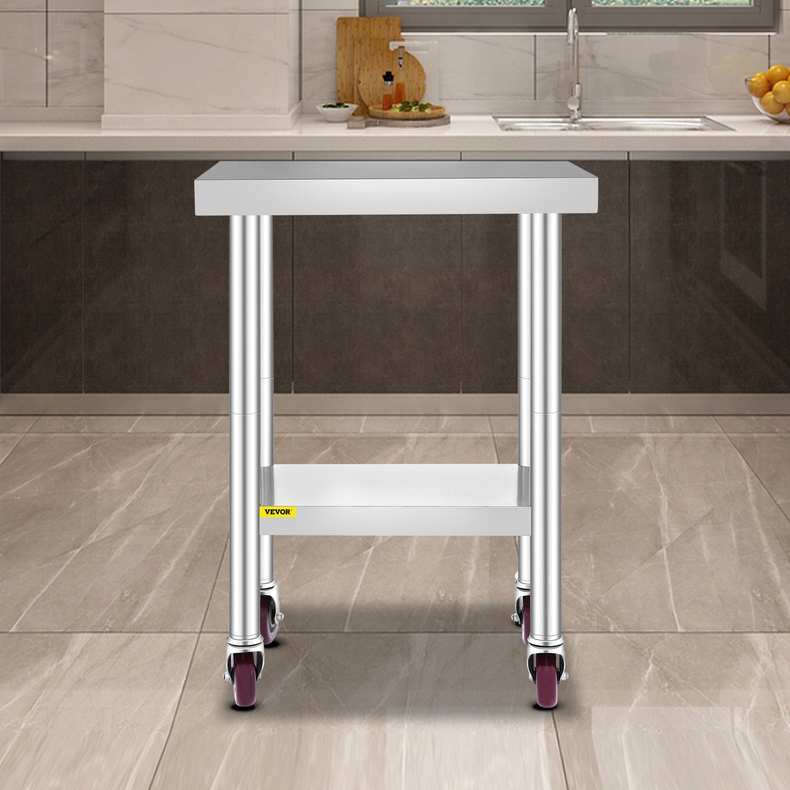 VEVOR Zubereitungstisch Edelstahl, Zubereitungstisch 610 X 762 X 864 Mm 318 Kg Tragkraft Arbeitstisch Mit 3 Einstellbaren Hohenstufen Gewerbliche Arbeitsstation Fur Kuche Restaurant Hinterhof 84362550