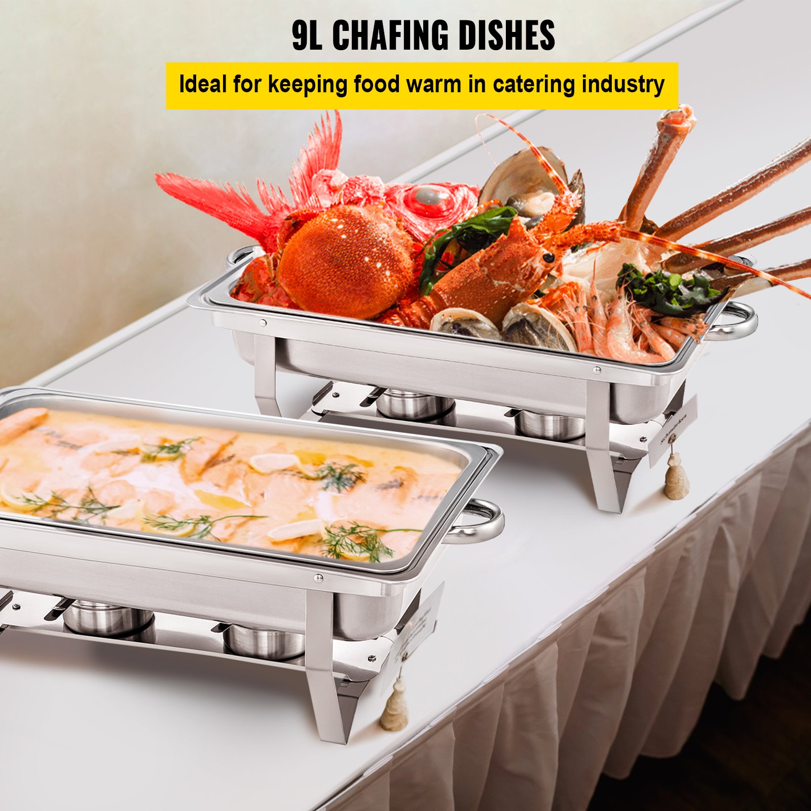 Chafing Dish In Acciaio Inox Per Buffet – Vasca Riscaldata 1/2 Extra Profonda 100 Mm, 61x36x32 Cm, Adatto A Forno E Lavastoviglie