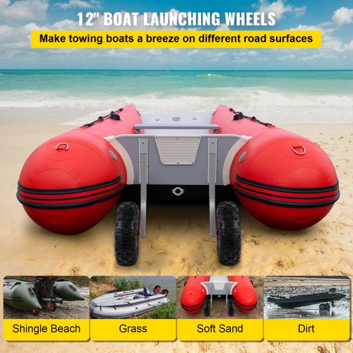 HuKaiL Heckräder Schlauchbooträder 25cm Reifendurchmesser, Edelstahl Schlauchboot Räder Transportieren Slipräder Mit 150 Kg Belastung, Boot Räder