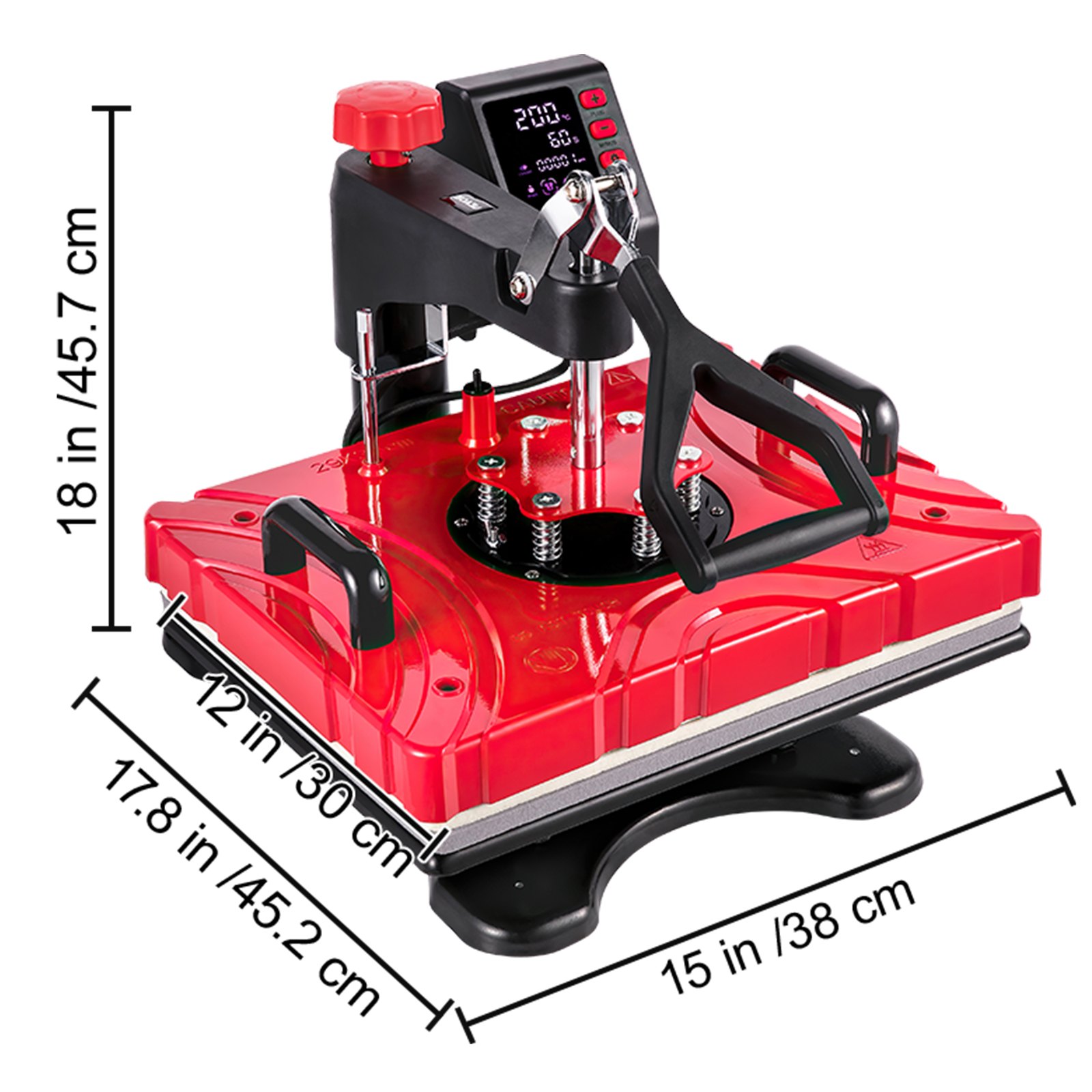 Vevor Transferpresse 38 X 30cm Hitzepresse 10 In 1 T Shirtpresse Rot Textilpresse Heißpresse 360 3937