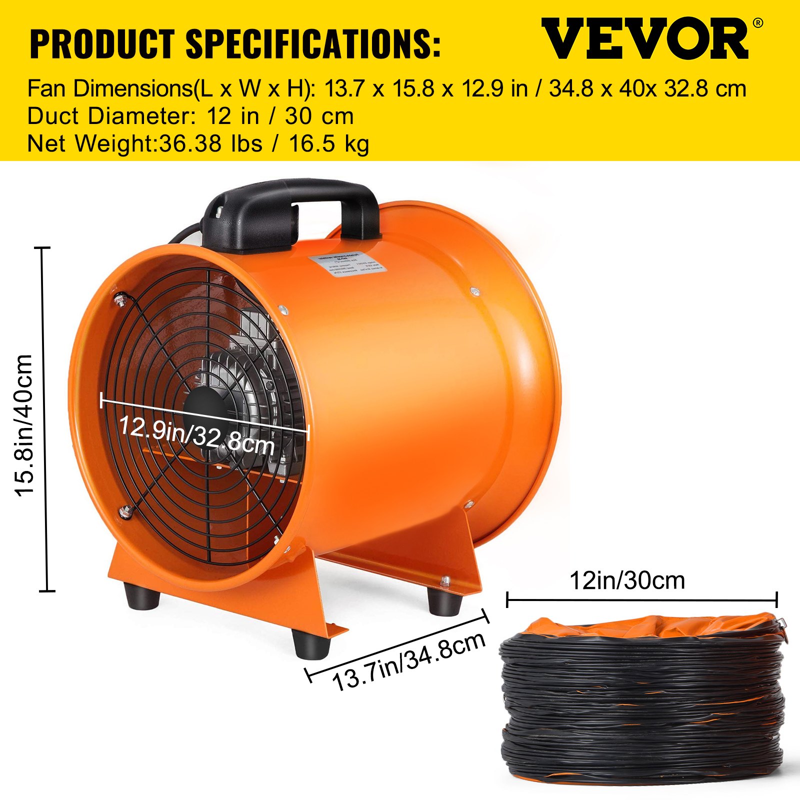 300mm Lüfter Axialventilator Bautrocknung Baulüfter Baugebläse ...