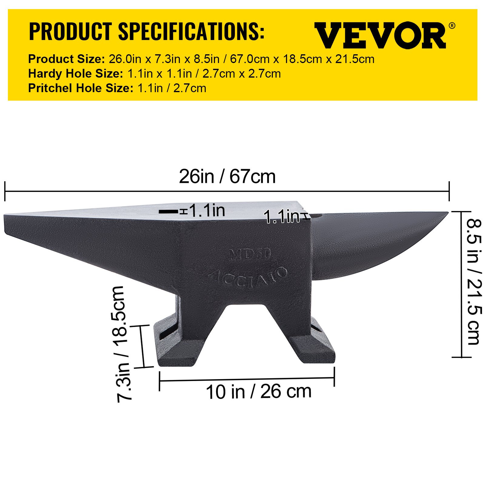 VEVOR Amboss 11 KG  25 LBS  Schmiede-Amboss Für Schmiede Einzelnes Horn Aus Gusseisen Schmiedwerkzeug Robust 9046304