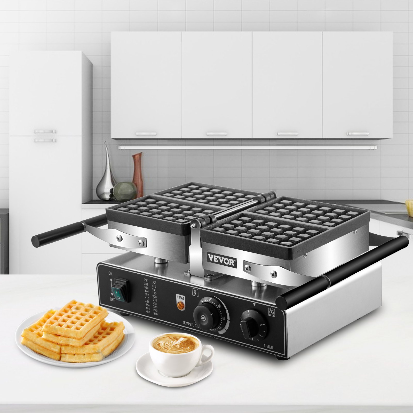 VEVOR Waffeleisen Belgische Waffel 1600 W Kontaktgrill Waffeleisen vevor-waffeleisen-belgische-waffel-1600-w-kontaktgrill-waffeleisen