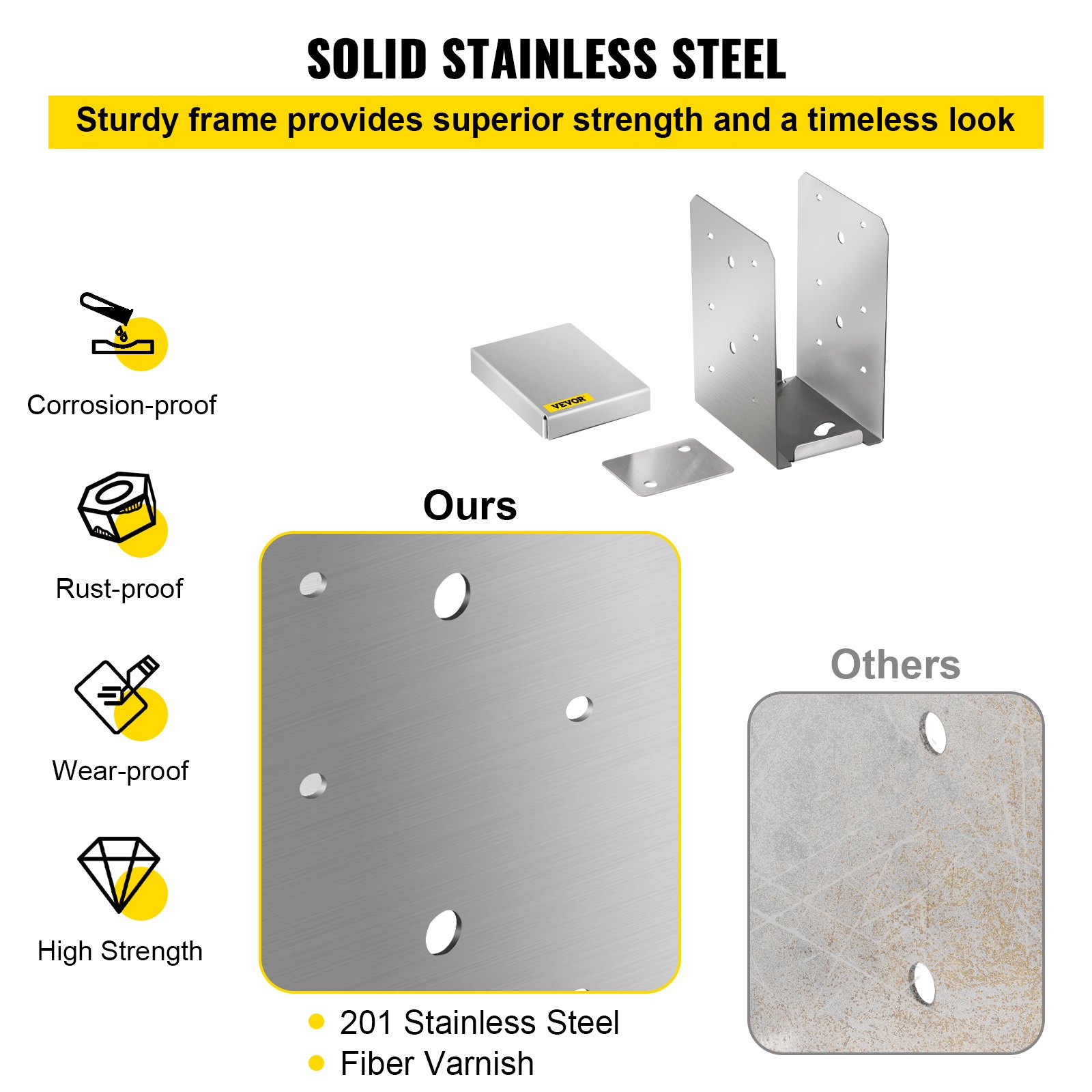 SUBTLETY 80x80x150mm Einschraubhülse Set 4 Stück Stahl Pfostenträger