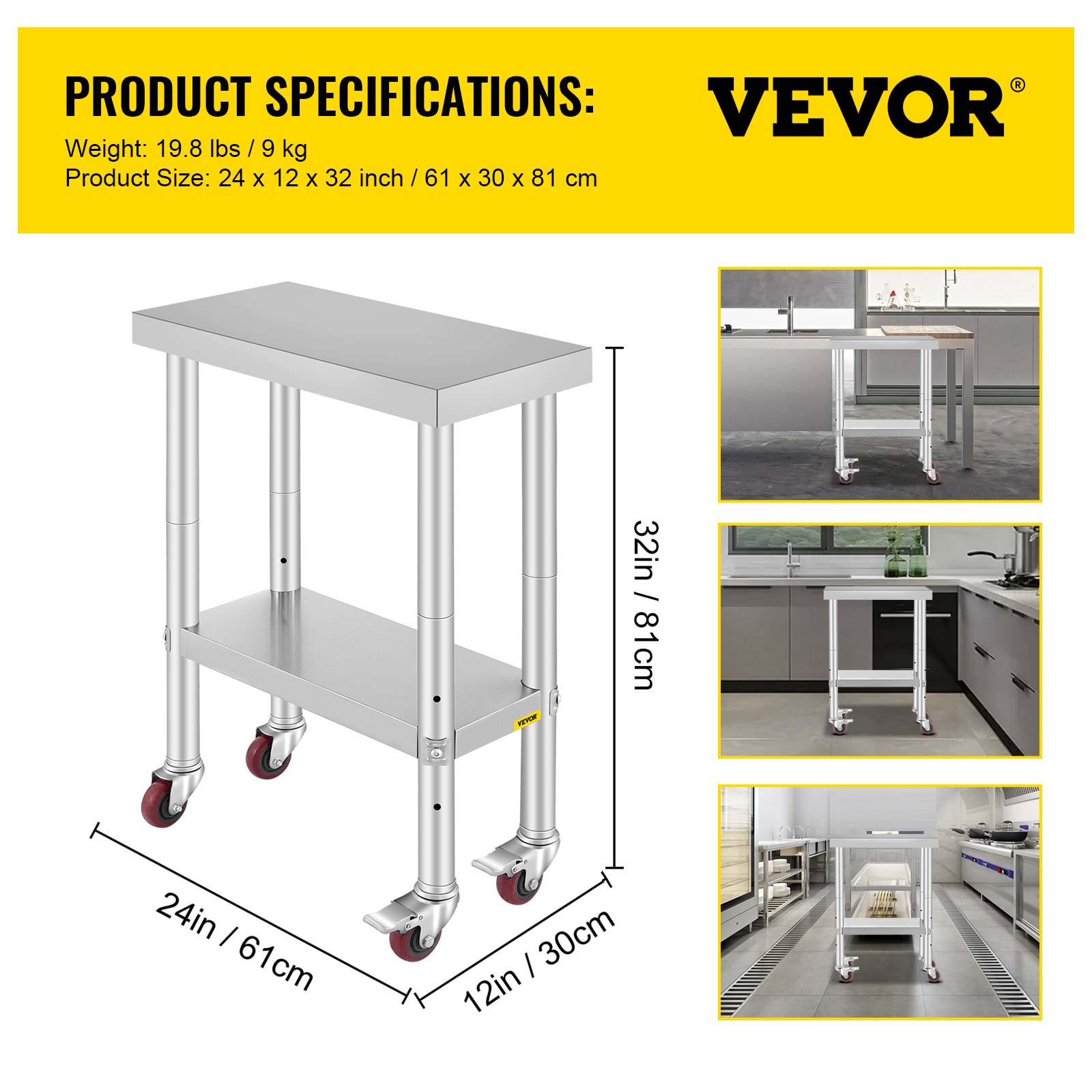 VEVOR Werkbank 122x61 Cm - Robuster Arbeitstisch Mit Steckdose & Rädern Für Garage & Werkstatt