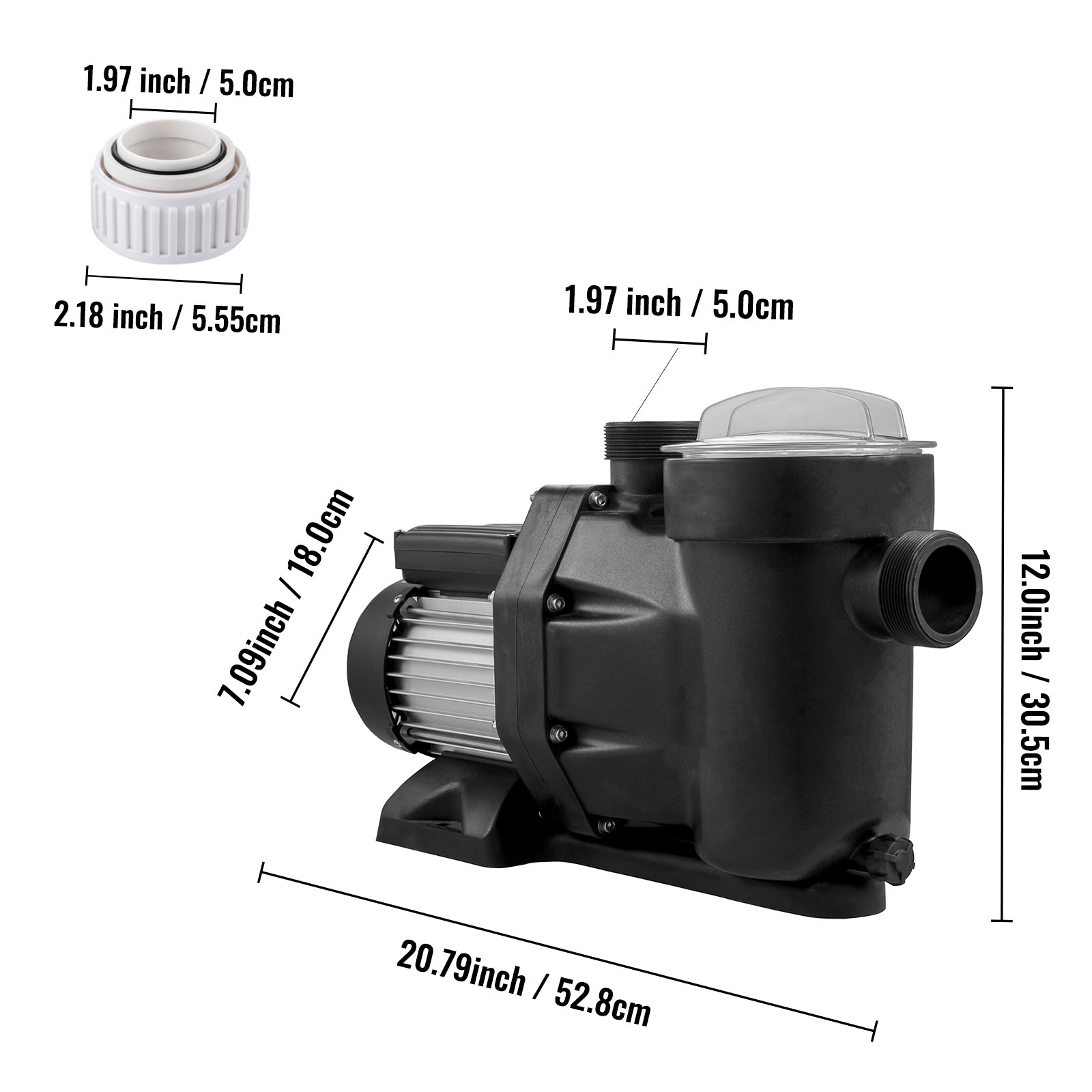 VEVOR Poolpumpe 1 PS, 80 GPM – Für Oberirdische Pools, Mit Filterkorb, UL-zertifiziert